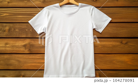 Photo white t-shirts for logos, inscriptions, designers, printing, copy space 104278091