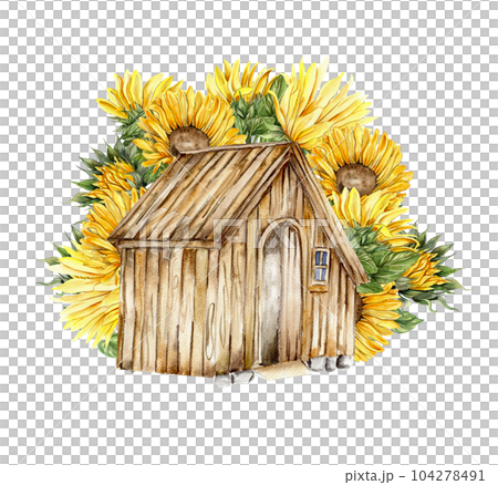 Watercolor composition of cock and truck. Hand drawn rooster, artistic painting illustration of fowl. Watercolor illustration of hen. Perfect for wedding invitation, greetings card, posters. 104278491