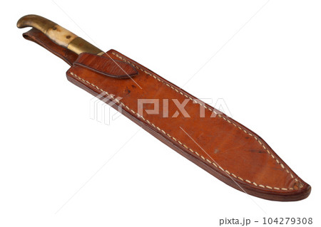 Vintage hunting knife with leather holster Vintage hunting knife with leather holster 104279308