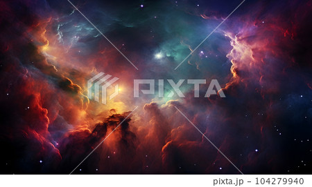 Universe scene with stars and galaxies in outer space showing beauty of space Universe scene with stars and galaxies in outer space showing beauty of space 104279940
