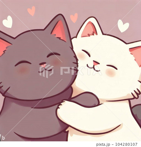仲良し猫ちゃんのイラスト素材 [104280107] - PIXTA