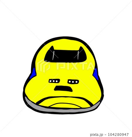 新幹線ドクターイエローの正面のイラスト。ドクターイエローの顔。 104280947