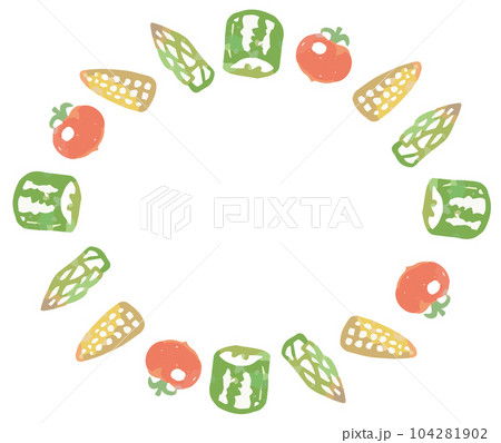 おしゃれな野菜の水彩風イラスト・フレーム。ベクター素材だからデザインに使いやすい。 104281902