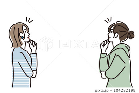 向き合って考える女性の横顔 104282199