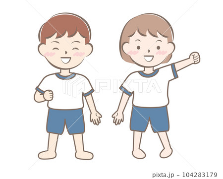 体操服の子供たち　全身　素足　裸足 104283179