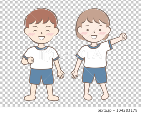 体操服の子供たち　全身　素足　裸足 104283179