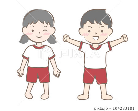 体操服の子供たち　全身　素足　裸足 104283181