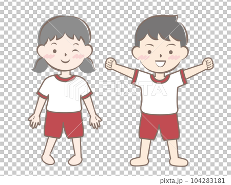 体操服の子供たち　全身　素足　裸足 104283181