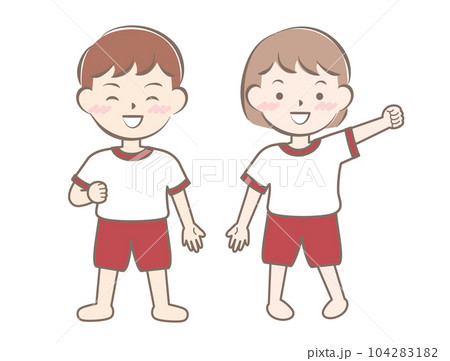 体操服の子供たち　全身　素足　裸足 104283182