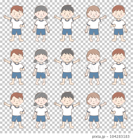 体操服の子供たち　全身　素足　裸足　バリエーション 104283183