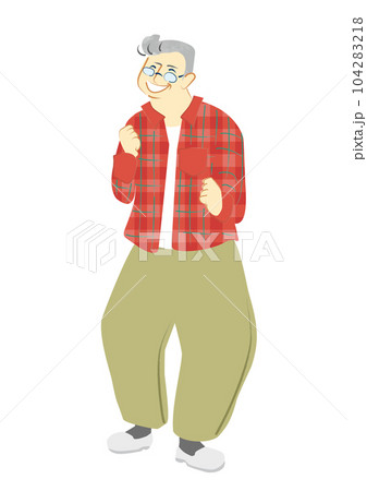 太っている赤い服の笑顔のシニア人物 男性 太っている赤い服の笑顔のシニア人物 男性 104283218