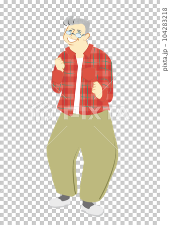 Smiling senior man in fat red clothes 104283218