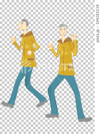 Smiling senior man walking 104283219