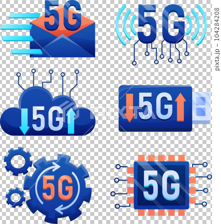 Mobile wireless 5th generation technology element design illustration. 5G wireless network technology concept 104284208