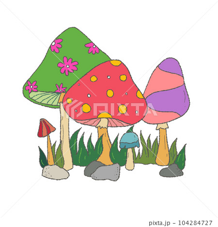 Mushroom キノコ 絵本風 きのこ 森の中のイラスト素材 [104284727] - PIXTA
