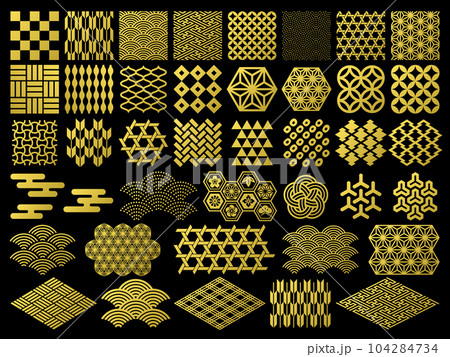 金色の和柄の飾りセット 金色の和柄の飾りセット 104284734