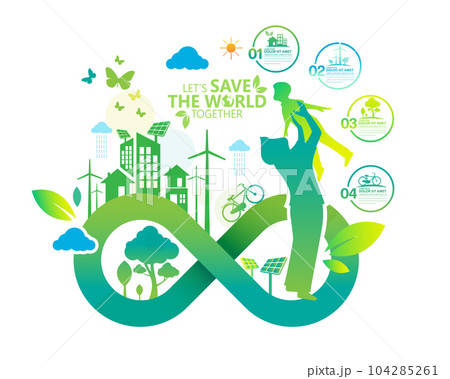Ecology.Green cities help the world with eco-friendly concept ideas.vector illustration	 104285261