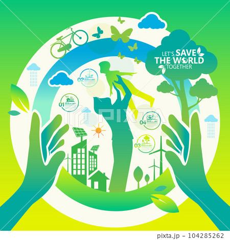 Ecology.Green cities help the world with eco-friendly concept ideas.vector illustration	 104285262