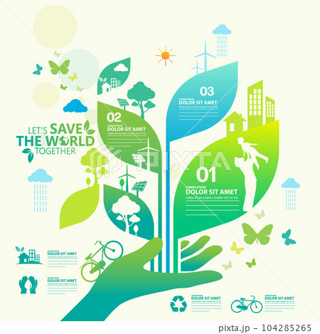 Ecology.Green cities help the world with eco-friendly concept ideas.vector illustration Ecology.Green cities help the world with eco-friendly concept ideas.vector illustration 104285265