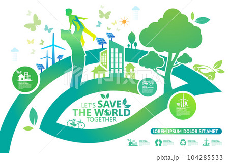 Ecology.Green cities help the world with eco-friendly concept ideas.vector illustration Ecology.Green cities help the world with eco-friendly concept ideas.vector illustration 104285533