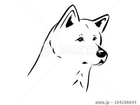 筆で描いた風な日本犬 104286643