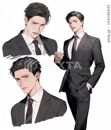 スーツ姿の男性の色々なバリエーションのイラスト（Generative AI） 104286845
