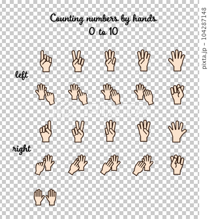 Hand/finger sign symbol icon line drawing set counting from 0 to 10 (with skin color) Hand/finger sign symbol icon line drawing set counting from 0 to 10 (with skin color) 104287148