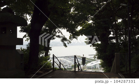 神奈川県藤沢市（鎌倉市？）の名勝の江の島の梅雨 104287331