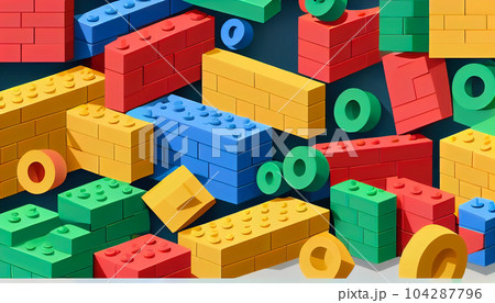 Colorful plastic toy blocks backgroundのイラスト素材 [104287796] - PIXTA