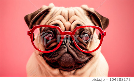american bulldog with glasses. Generative AI 104288172