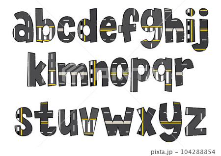 Handcrafted Straight Road Letters. Color Creative Art Typographic Design Handcrafted Straight Road Letters. Color Creative Art Typographic Design 104288854