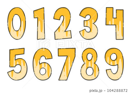 Handcrafted Cheesecake Numbers. Color Creative Art Typographic Design 104288872