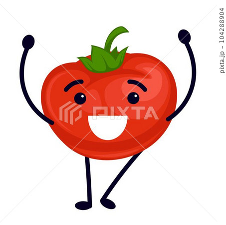 Cheerful tomato plant, positive cartoon character Cheerful tomato plant, positive cartoon character 104288904