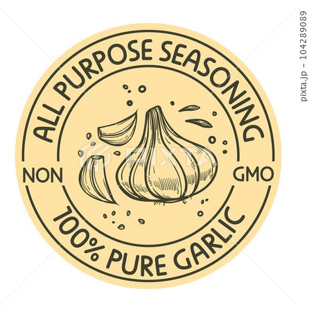 All purpose seasoning, non gmo pure garlic label 104289089