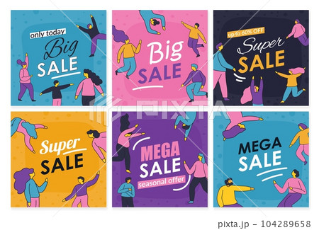 Social media post set with big sale offer 104289658