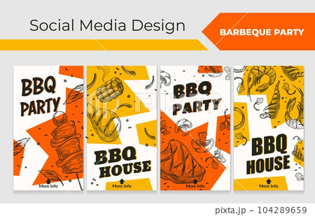 Netowrk stories collection with bbq party promo 104289659