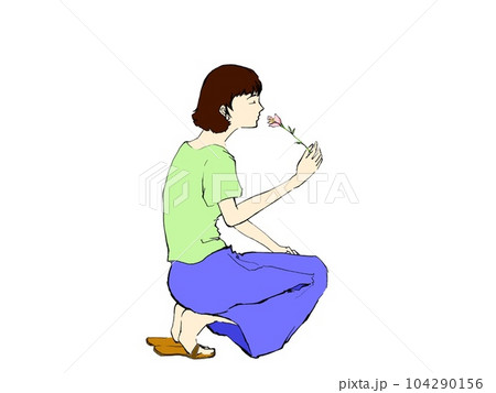 花を摘む美しい女性 104290156