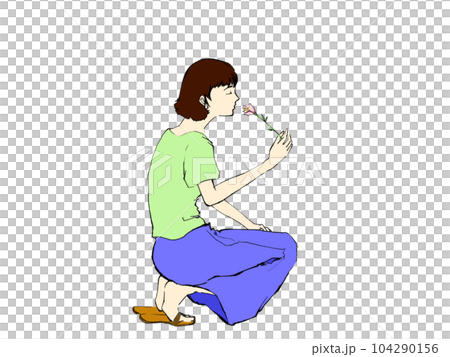 花を摘む美しい女性 104290156