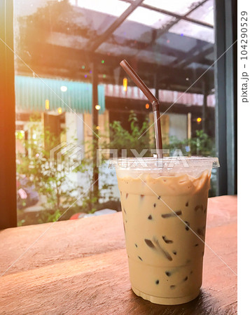 Close up ice coffee in coffee shop Close up ice coffee in coffee shop 104290529