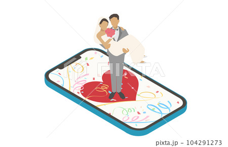 スマートフォンと結婚のイラスト 104291273