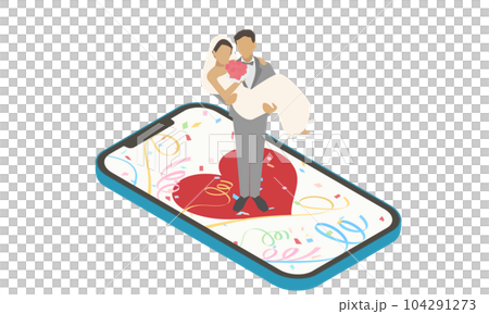 スマートフォンと結婚のイラスト 104291273