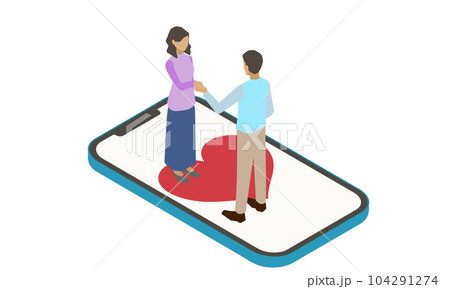 スマートフォンと男女のイラスト 104291274