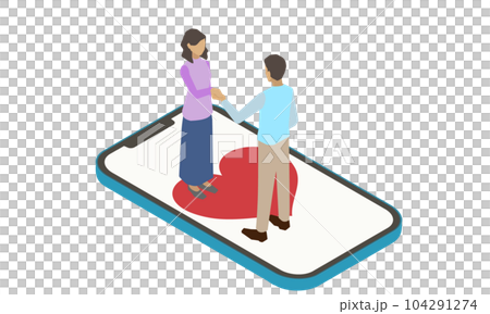 スマートフォンと男女のイラスト 104291274