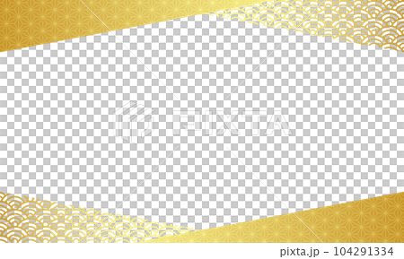 ゴールドの和柄のフレーム背景(ベクターイラスト) 104291334