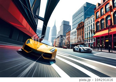 car low polygon watercolor generativeAI 104291816