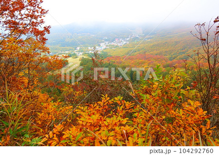 蔵王温泉街　蔵王　紅葉　黄葉 104292760