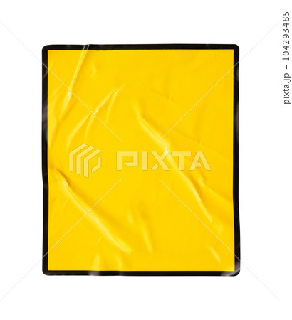 Blank warning sign yellow color with black frame sticker isolated on white background Blank warning sign yellow color with black frame sticker isolated on white background 104293485