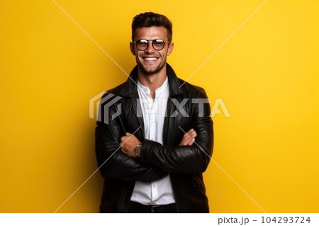 Portrait of smiling businessman. Illustration AI Generative 104293724