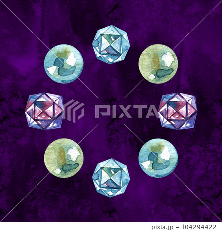 Watercolor Hand Drawn Diamonds With Pearls Illustration 104294422