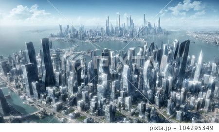 超高層ビルが密集する未来都市 3のイラスト素材 [104295349] - PIXTA